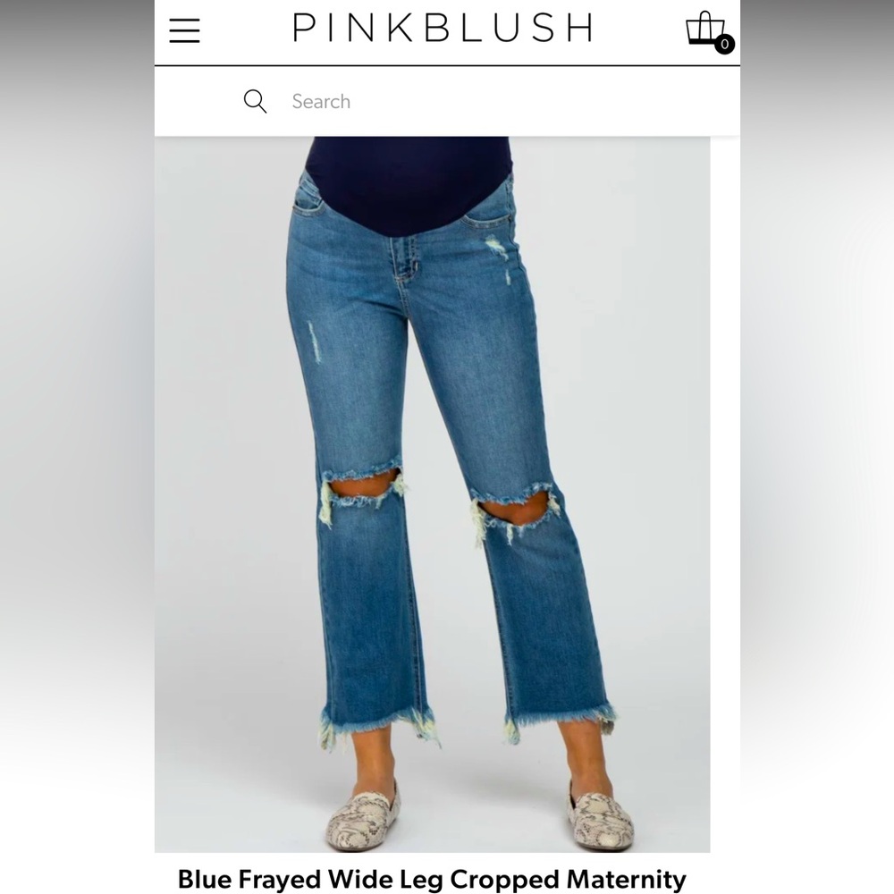 PinkBlush Maternity wide leg jeans, size 29